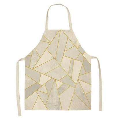 Geometric printed kitchen apron in a stylish design for discerning home chefs in the UK