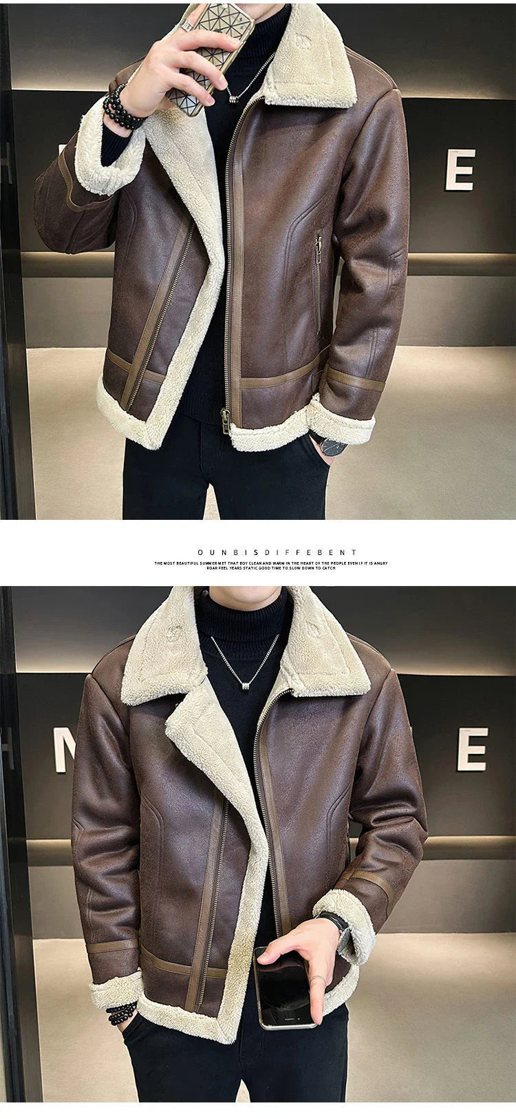 Premium leather motorcycle jacket with fleece lining, designed for the discerning British biker