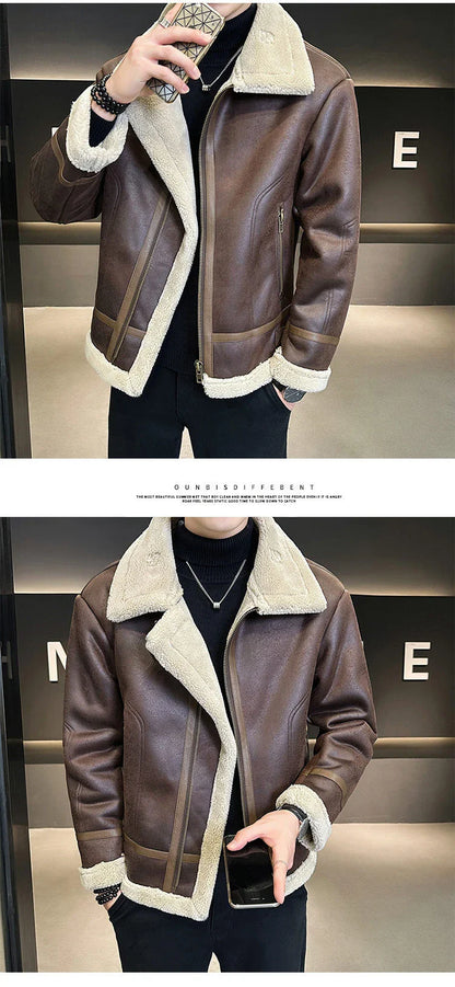 Premium leather motorcycle jacket with fleece lining, designed for the discerning British biker