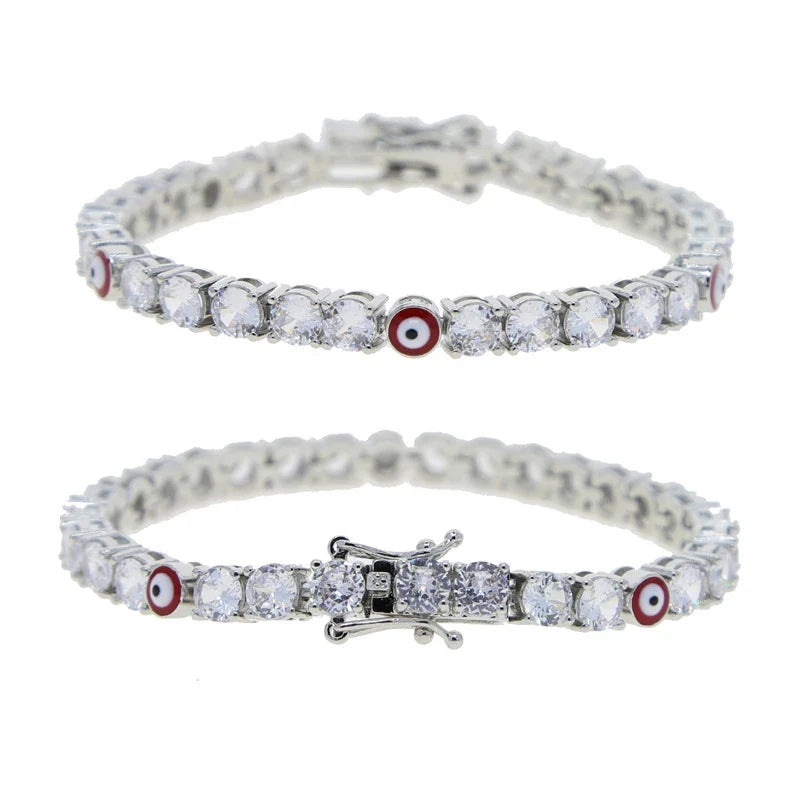 Elegant 5mm zircon tennis bracelet in silver or gold with adjustable length options