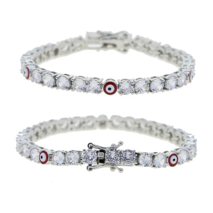 Elegant 5mm zircon tennis bracelet in silver or gold with adjustable length options