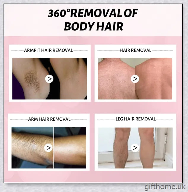 100% Natural Hair Removal Spray that gently dissolves unwanted body hair, leaving skin soft and smooth