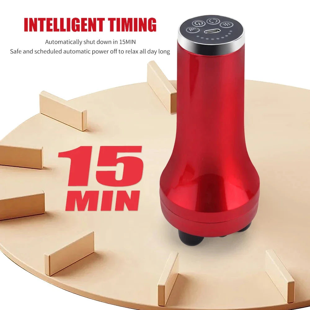 Handheld abdominal massager with multi-frequency vibration and red light therapy for relaxation and fat burning