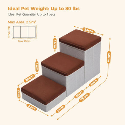 Durable 2-in-1 Pet Steps & Storage Ladder for Dogs and Puppies, made of high-quality wood with a hidden storage compartment