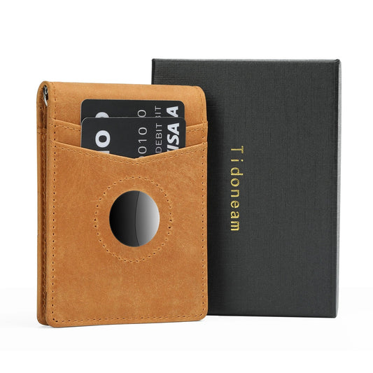 Premium anti-theft genuine leather wallet in a classic brown colour, designed for the discerning British gentleman