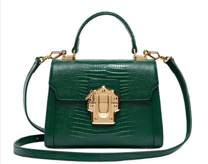 Stylish one-shoulder oblique back handbag in various colours, crafted with premium cowhide leather for timeless British elegance