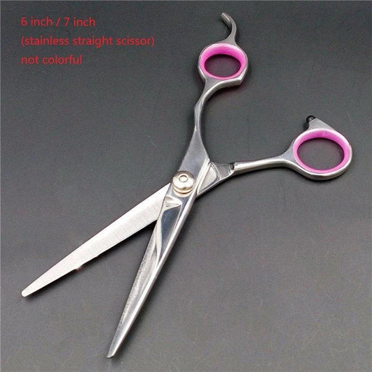 Premium stainless steel grooming scissors for pets, designed for precision cutting and easy handling