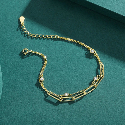 Elegant ladies' fashion accessory bracelet with a premium micro-inlay design and adjustable chain length