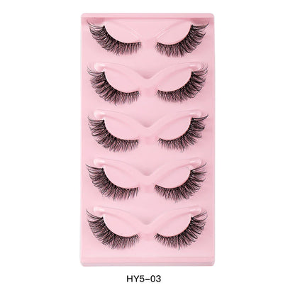 Pair of 3D cat eye and fox eye false eyelashes made from high-quality synthetic fibres for a natural, voluminous look