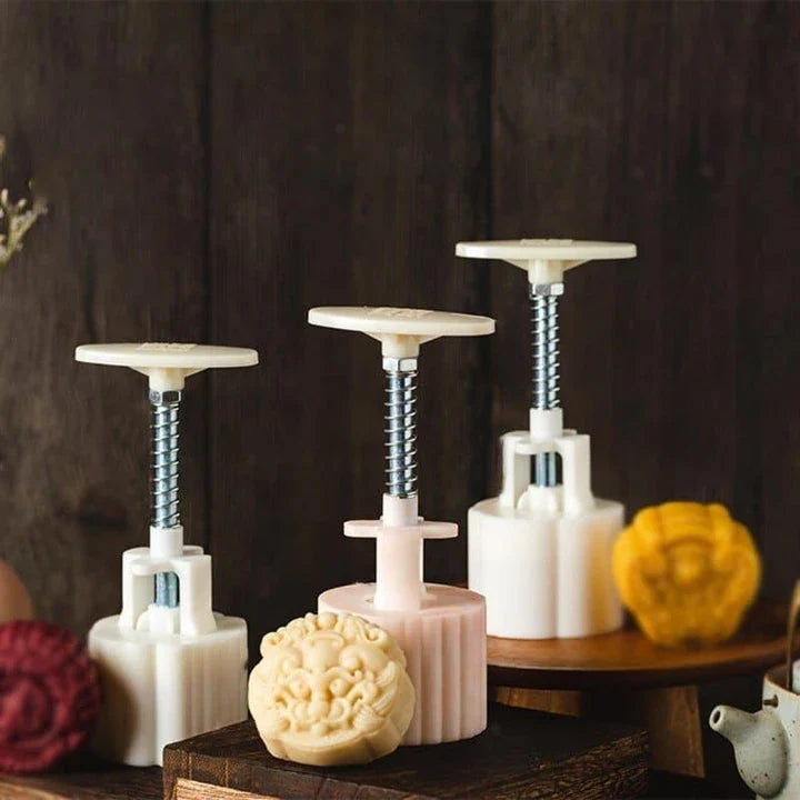 A hand-pressed chocolate stamping tool made of durable plastic, designed to add a personal touch to homemade chocolates, cakes, and baked goods.