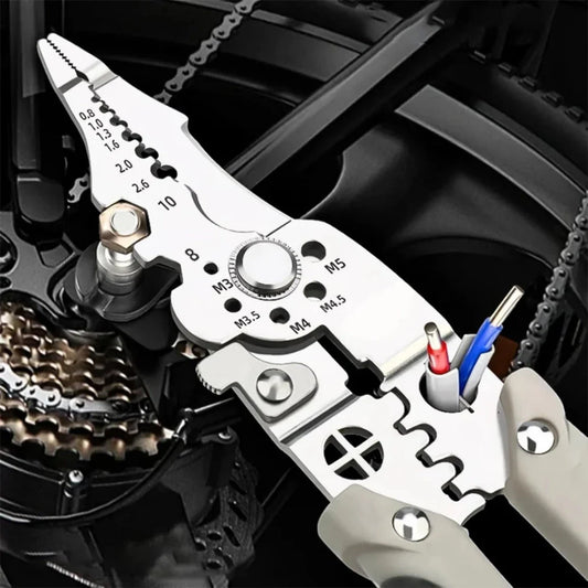 Adjustable Wire Stripper, Crimper and Cable Cutter Pliers made of high-carbon steel for durable and precise electrical wiring tasks