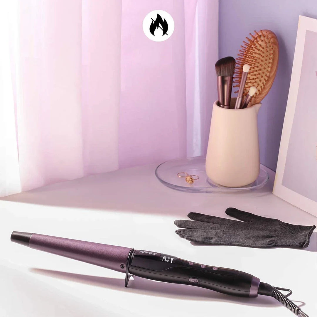 Pro Conical Curling Wand with ceramic barrel and adjustable temperature settings for salon-quality curls at home