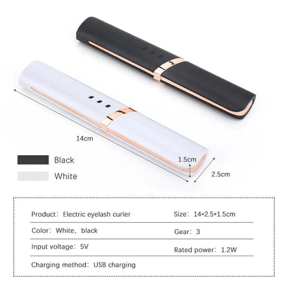 Quick-Heating USB Rechargeable Eyelash Curler with Adjustable Temperature Settings for Long-Lasting, Natural-Looking Curls