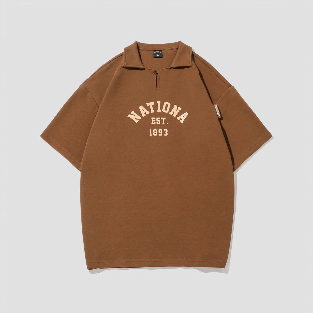 Premium half-sleeve cotton shirt with pearl collar in brown, melange grey, and dark green colours