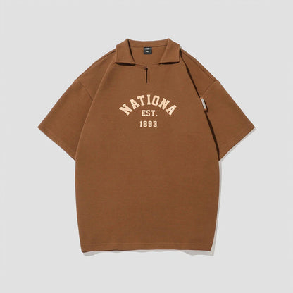 Premium half-sleeve cotton shirt with pearl collar in brown, melange grey, and dark green colours