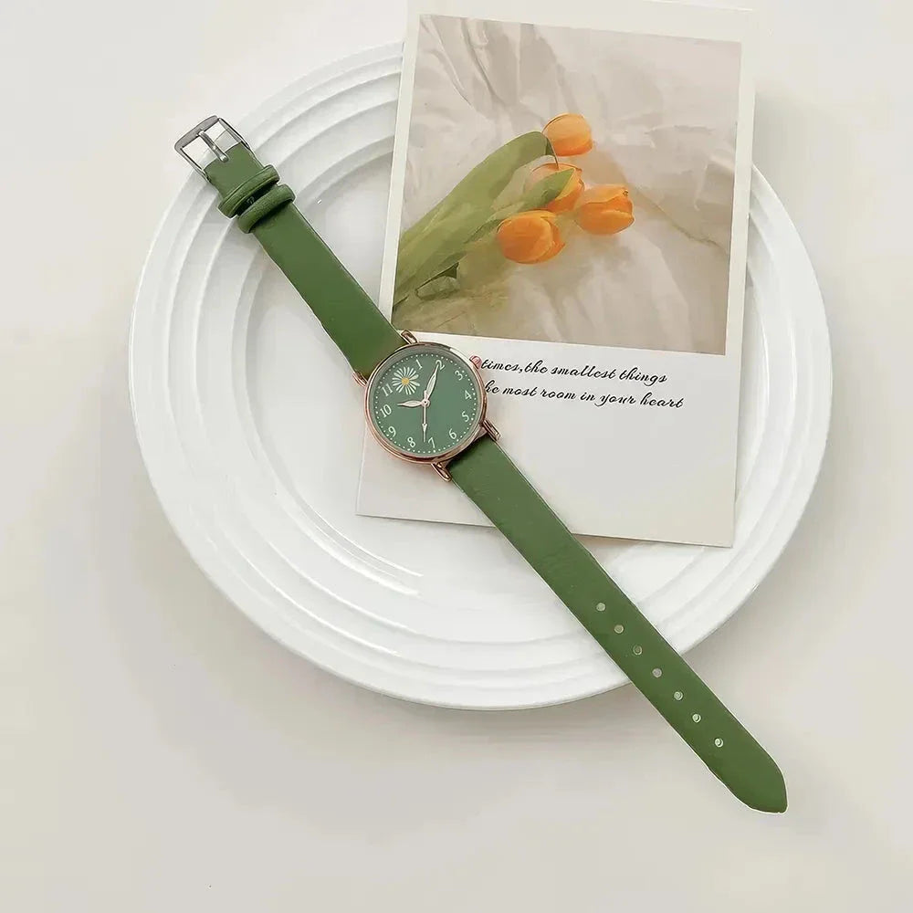 Elegant leather quartz dress watch for women featuring a sophisticated design, alloy case, and secure buckle clasp
