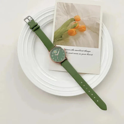 Elegant leather quartz dress watch for women featuring a sophisticated design, alloy case, and secure buckle clasp