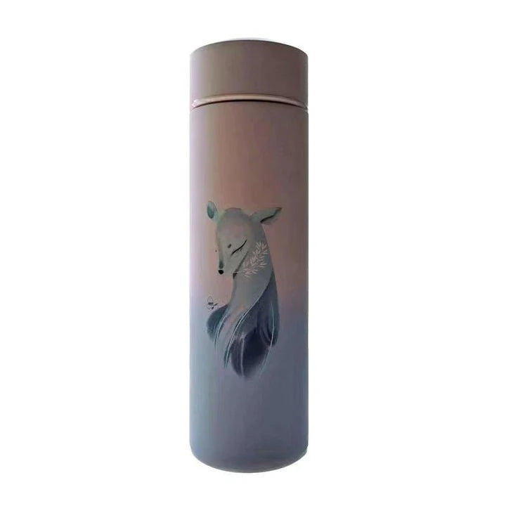 Premium Nordic-inspired stainless steel thermos flask with deer print design, perfect for keeping drinks hot or cold for up to 12 hours