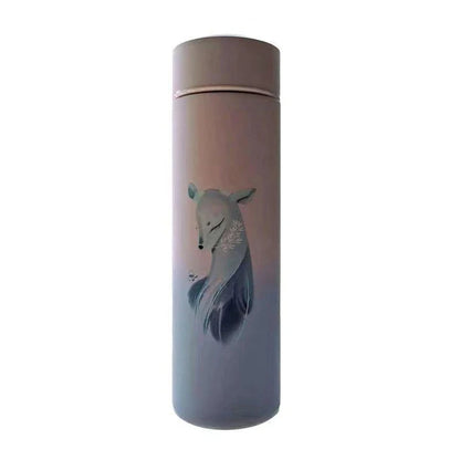 Premium Nordic-inspired stainless steel thermos flask with deer print design, perfect for keeping drinks hot or cold for up to 12 hours
