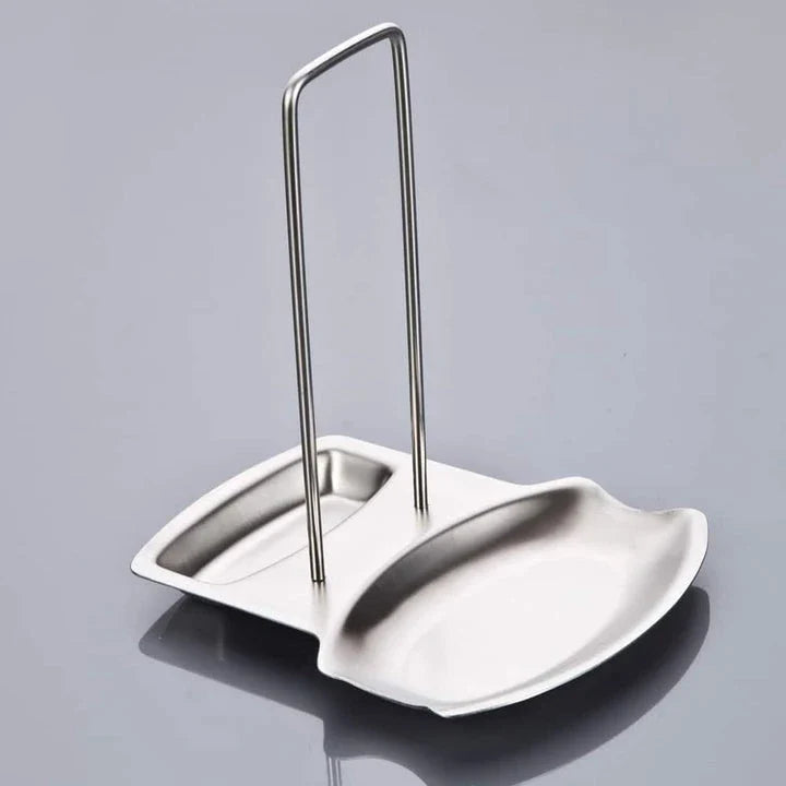 Premium stainless steel cooking utensils and pan lid rack for organised and elegant kitchen storage