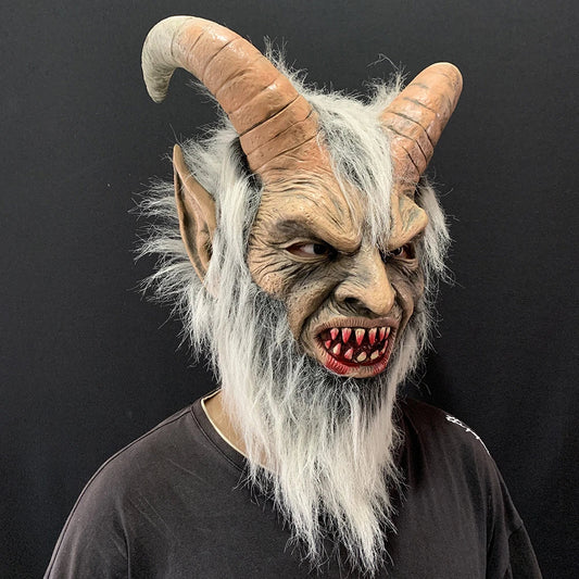 Frightfully realistic Latex Horror Mask with devil-inspired features, perfect for Halloween cosplay