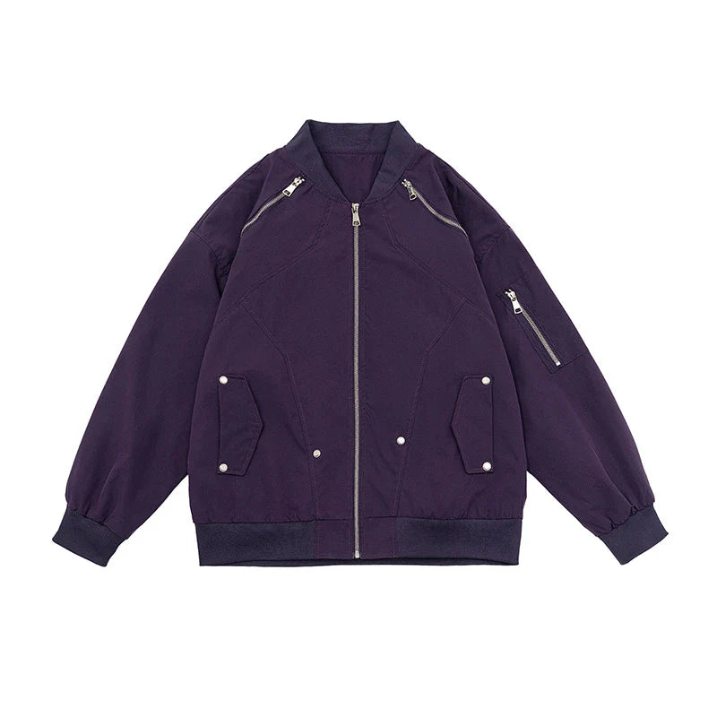Premium high-street workwear jacket for men in black and purple colours, featuring a sleek, modern silhouette and durable construction.