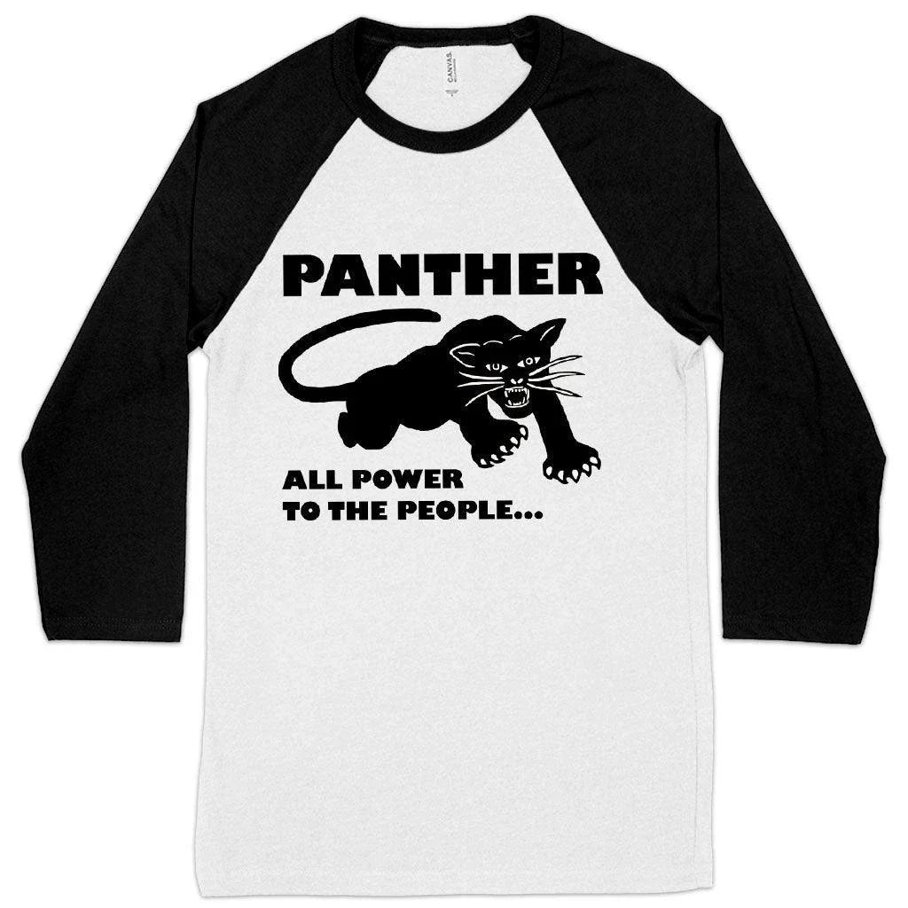 Black Panther Power Baseball T-Shirt - Stylish Men's Graphic Tee with Contrast Raglan Sleeves and Panther Graphic