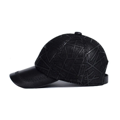 Premium leather baseball cap with adjustable fit and sheepskin construction for a stylish and comfortable all-season accessory
