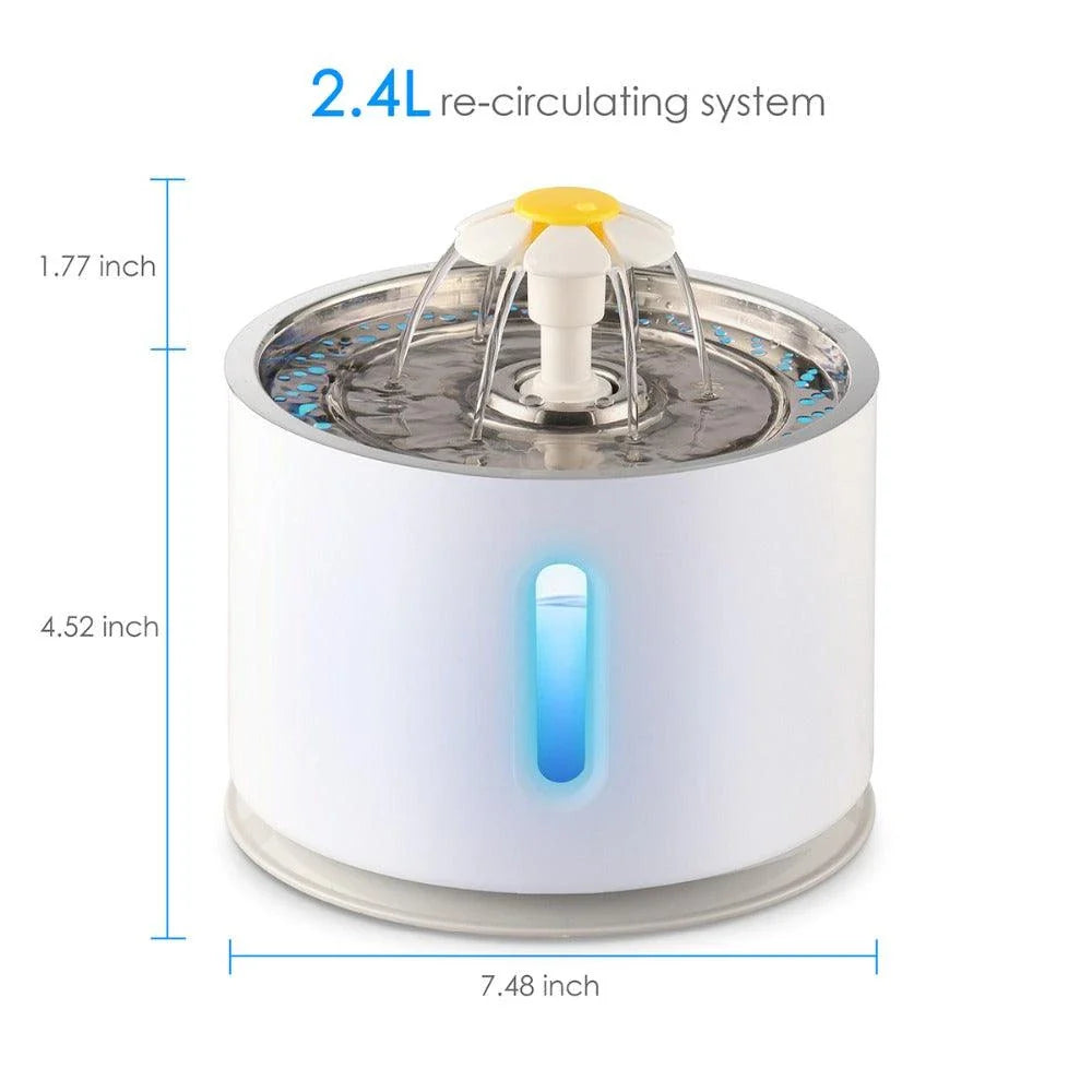 Premium 2.4L Automatic Cat Water Fountain with Charcoal Filter and Whisper-Quiet Operation