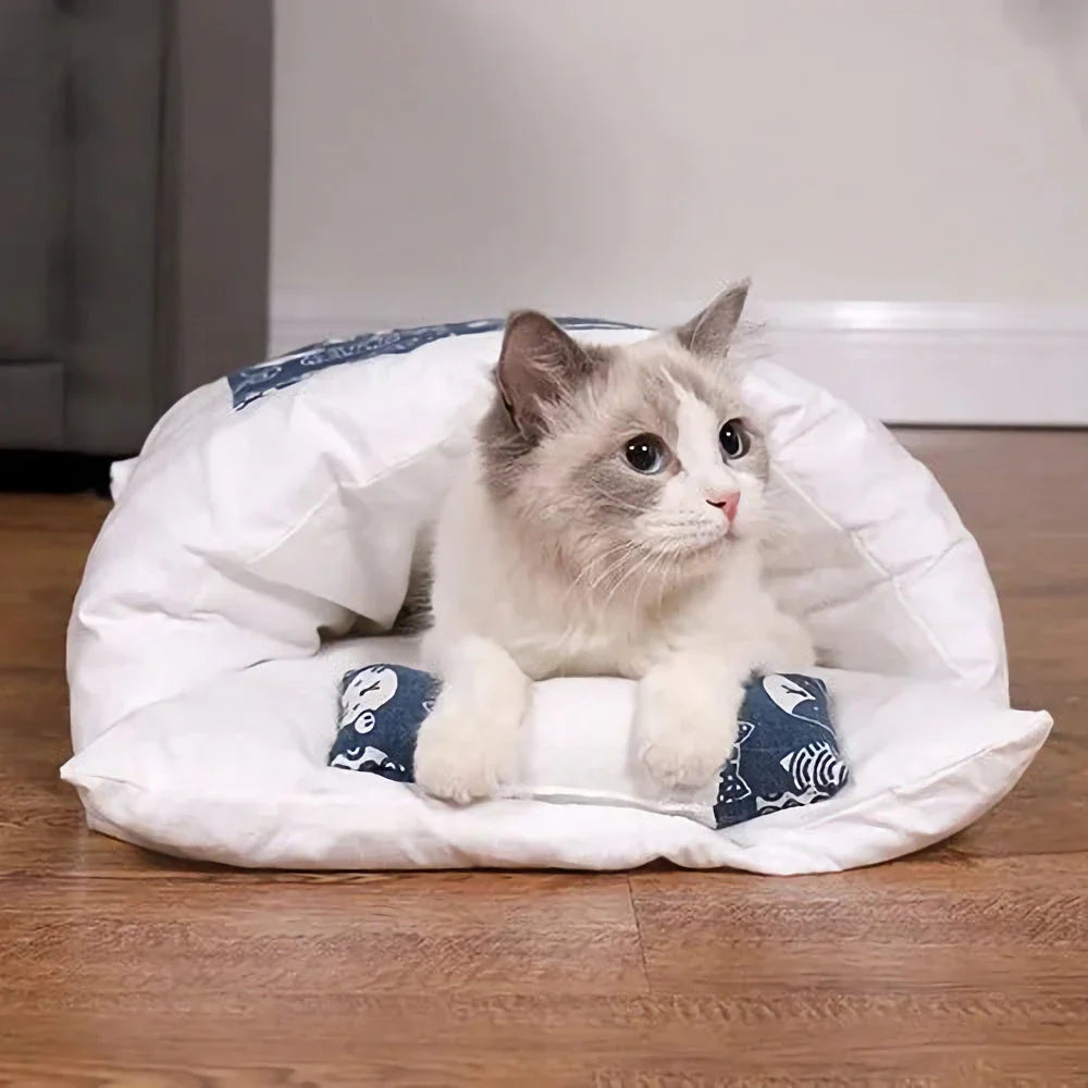 Printed Cat Cave Bed in various sizes and colours, providing cosy and secure retreat for cats