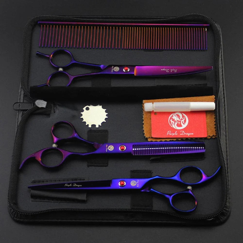 Premium Stainless Steel Pet Grooming Tools Set with Precision-Ground Scissors, Ergonomic Handles, and Comprehensive Accessories