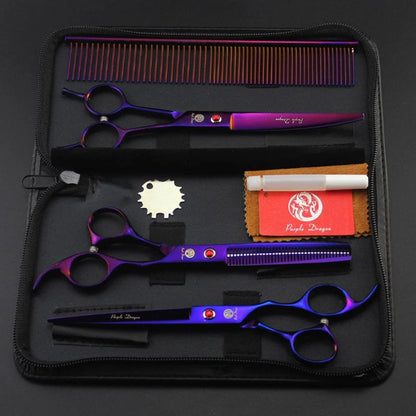 Premium Stainless Steel Pet Grooming Tools Set with Precision-Ground Scissors, Ergonomic Handles, and Comprehensive Accessories