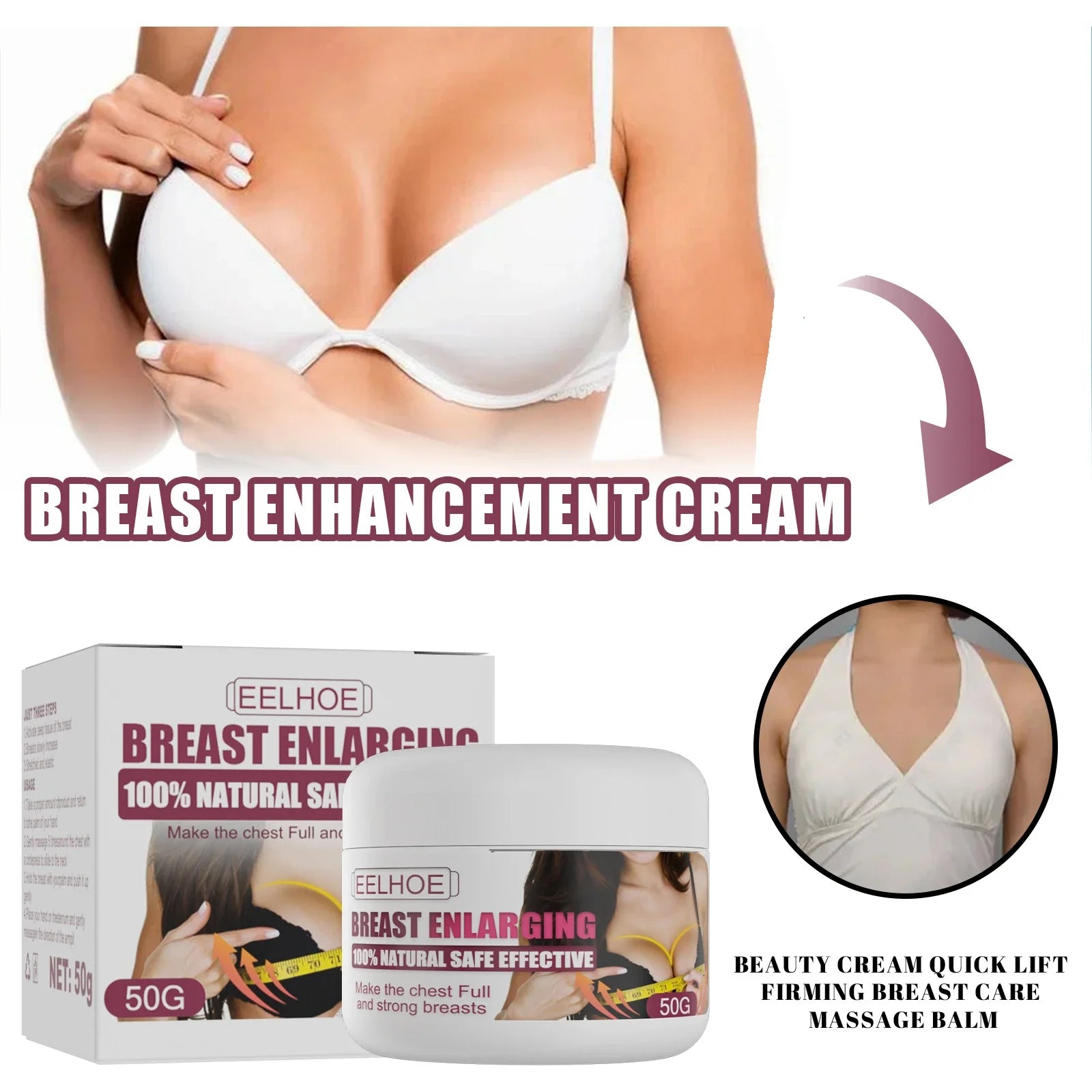 Premium breast enhancement cream that lifts, tightens and firms for a more youthful, plump bust