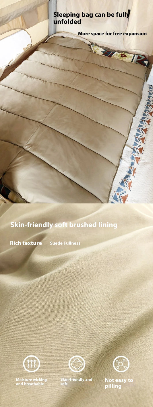Premium waterproof cotton sleeping bag with envelope-style structure and brushed cloth lining for outdoor camping