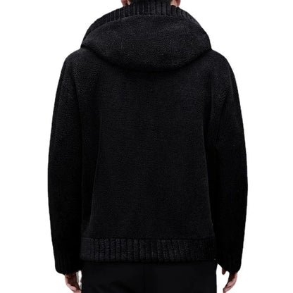 Premium double-sided cashmere hooded jacket with luxurious faux fur lining, perfect for British winter weather