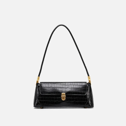 Stylish Trendy Shoulder Bag with Crocodile Pattern, Made of Premium PU Material for Versatile British Fashion