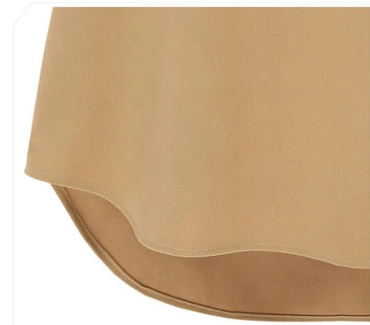 Women's V-Neck Chiffon Mini Dress in Khaki and Navy Blue with Short Sleeves and Cinched Waist