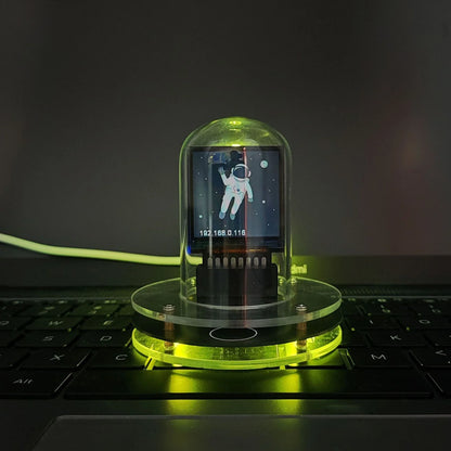Meteorological Black and White RGB Mini TV Desktop Ornament with vibrant lighting effects and compact design