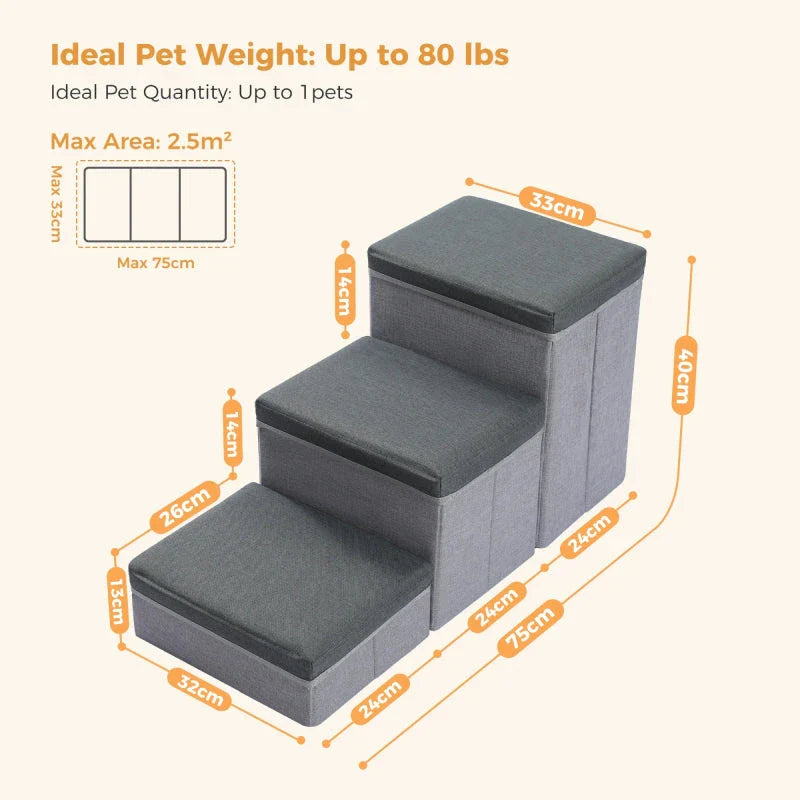 Durable 2-in-1 Pet Steps & Storage Ladder for Dogs and Puppies, made of high-quality wood with a hidden storage compartment