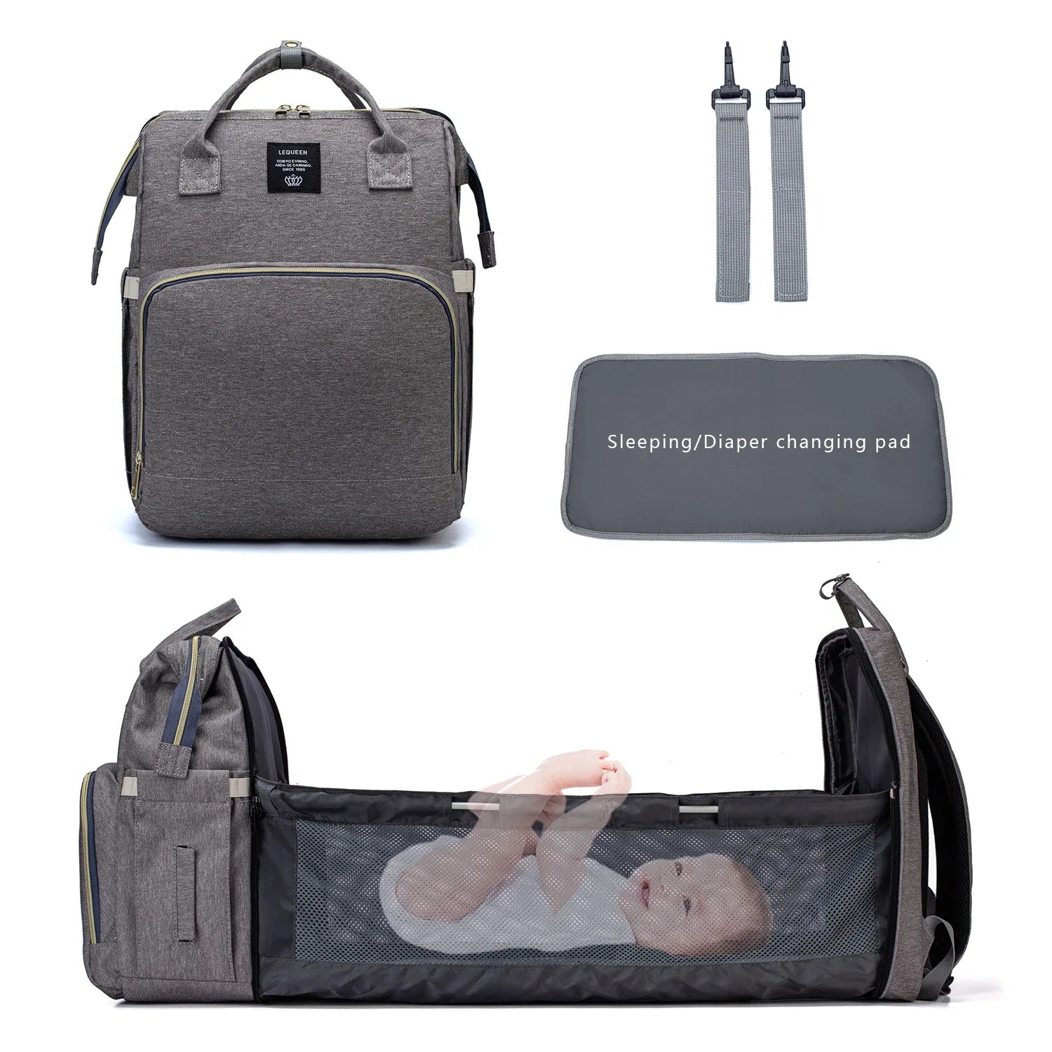 Premium Oxford cloth Mother and Baby Backpack with spacious storage, organisation pouches, and comfortable padded straps for hands-free carrying