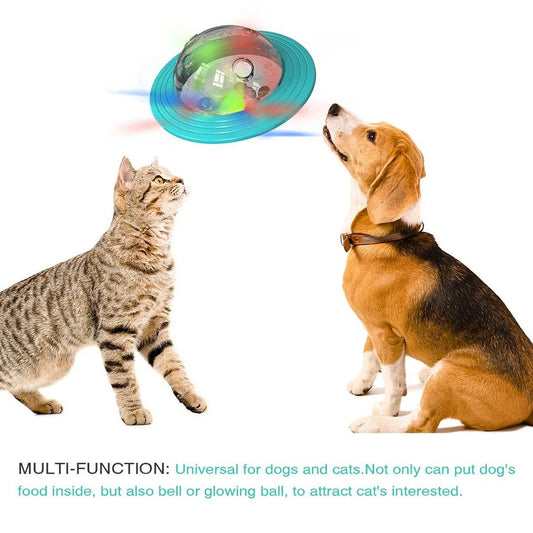 Dog playing with the interactive Dog Planet Treat Toy, a durable and engaging puzzle toy that stimulates a dog's cognitive abilities.