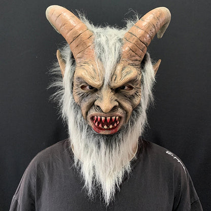 Frightfully realistic Latex Horror Mask with devil-inspired features, perfect for Halloween cosplay