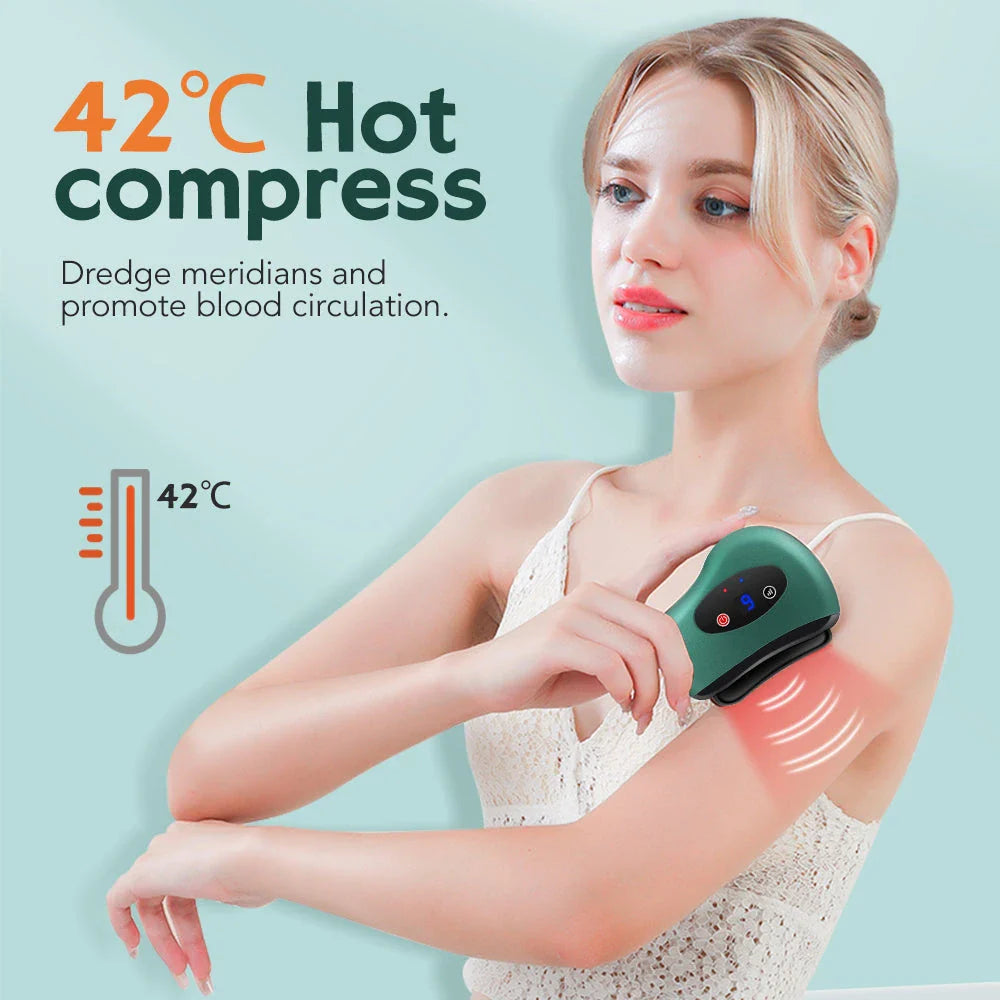 Electric Smart Gua Sha Board with vibration massage and hot compress therapy for relaxation and muscle tension relief