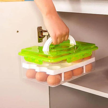 Spacious 2-Tier Plastic Egg Storage Box in Pink - Premium Egg Holder for Organised UK Kitchens