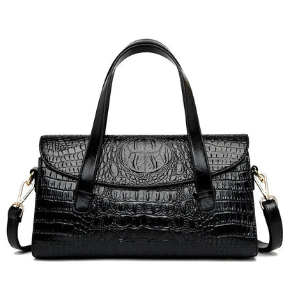 Premium crocodile pattern leather shoulder bag in multiple colours, featuring a pillow-shaped design for comfortable carrying and multiple interior pockets for organisation.