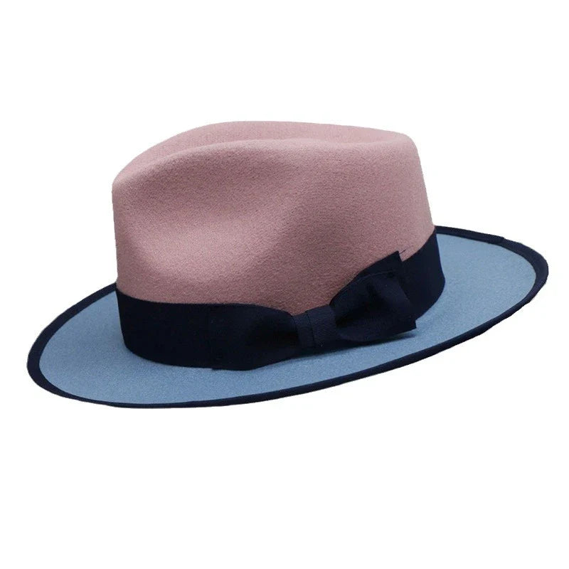 Premium Dual-Colour Felt Fedora Hat with Adjustable Size and Timeless Silhouette