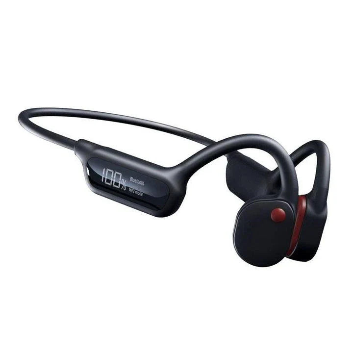 Bone conduction wireless earphones with integrated MP3 player, Bluetooth 5.3, and waterproof IPX8 design