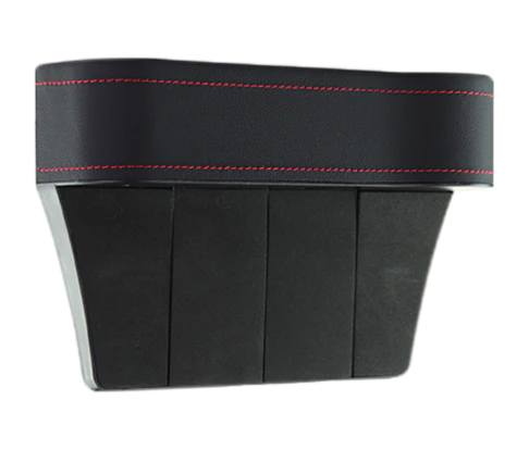 Premium multifunctional car seat organiser with various compartments for storing phones, chargers, pens, and other car essentials
