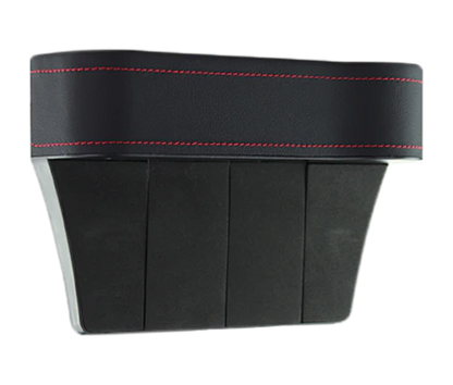 Premium multifunctional car seat organiser with various compartments for storing phones, chargers, pens, and other car essentials