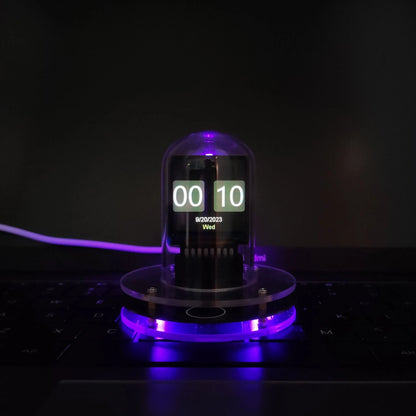 Meteorological Black and White RGB Mini TV Desktop Ornament with vibrant lighting effects and compact design
